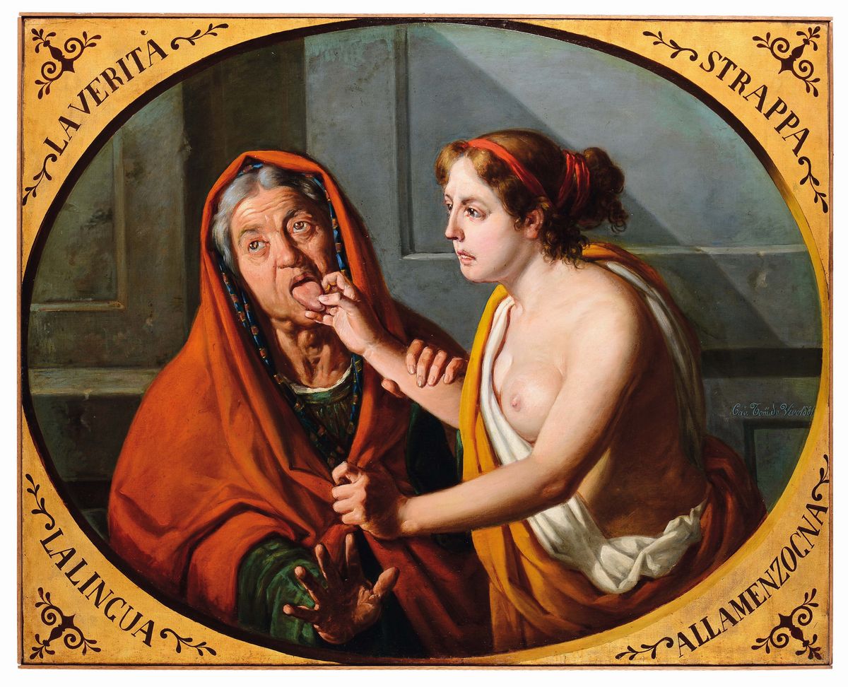 Tommaso De Vivo (napoli 1787-1884)la Possa del Tempo Scopre la Verità la Verità Strappa la Lingua...