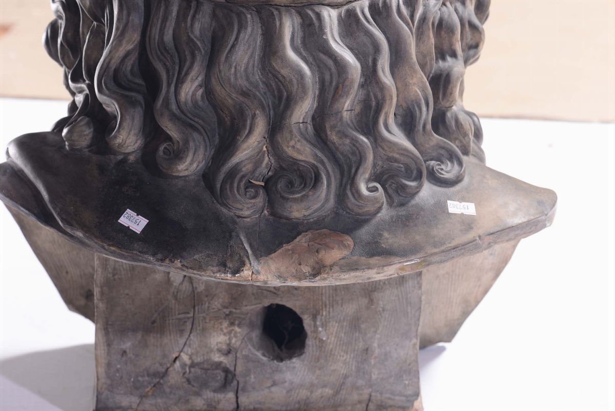 Busto di Zeus in Terracotta a Patina Scura, XIX Secolo