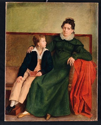 Scuola Neoclassica Dell'inizio del XIX Secolomadre e Figlio sul Divano