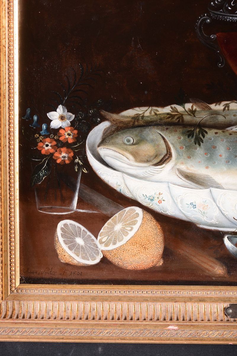 Johann Seitz (praga 1738-1816)natura Morta con Crostacei Natura Morta con Pesci