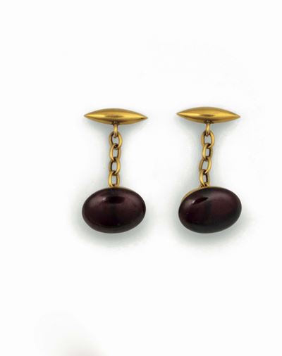 Bottoni da Polso con Granato Taglio Cabochon