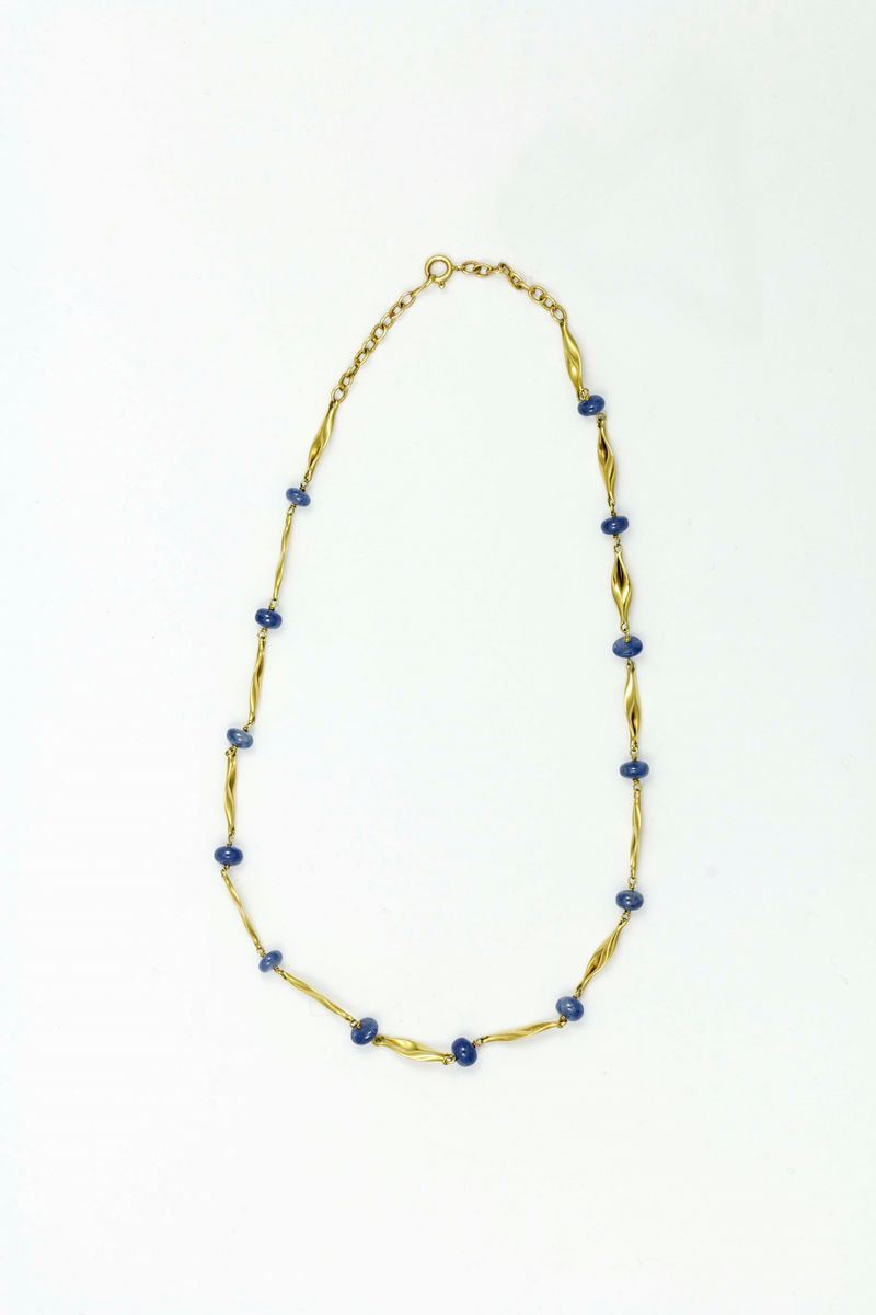 Gold and sapphire necklace  - Auction Jewels Timed Auction - Cambi Casa d'Aste