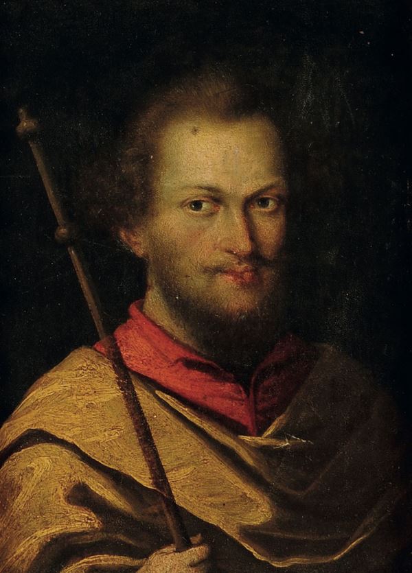 Artista rudolfino dell’inizio del XVII secolo Ritratto di personaggio in veste di Santo