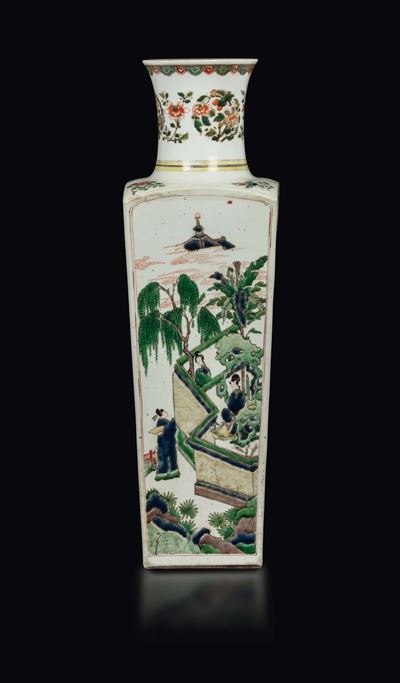 Vaso in Porcellana Famiglia Verde con Scene di Guerra, Cina, Dinastia Qing, Epoca Kangxi (1662-17...