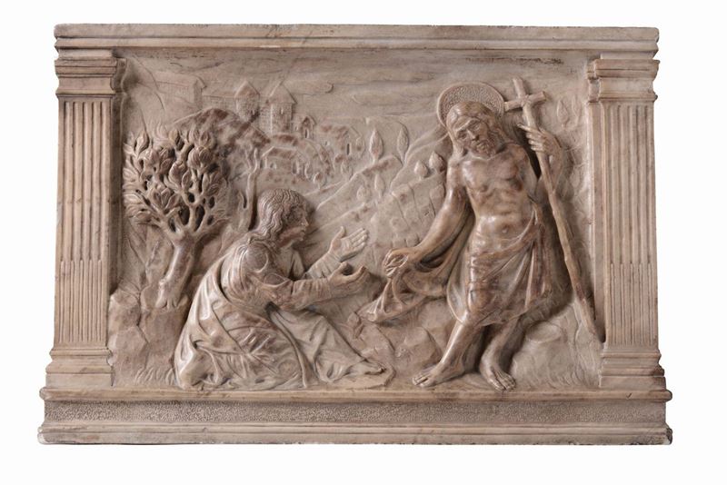 A marble bas-relief Noli me tangere, Lombardy, 16th century  - Auction Sculpture and Works of Art - Cambi Casa d'Aste