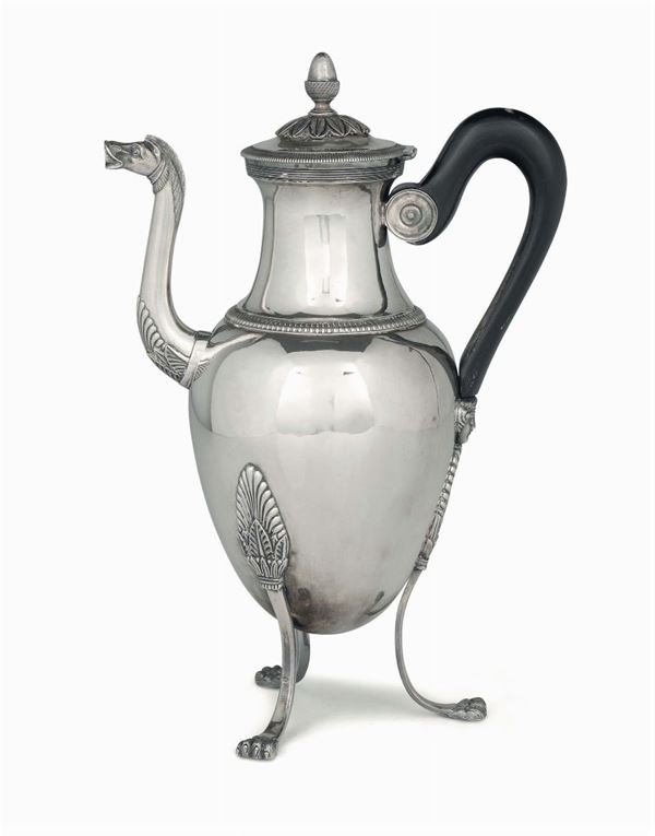 A silver coffee pot, marks, Genoa, second quarter of the 19th century