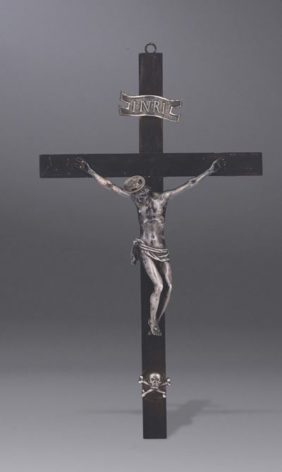 Crocifisso in Legno Ebanizzato con Corpus Christi in Argento, Italia Centrale XVII-XVIII Secolo