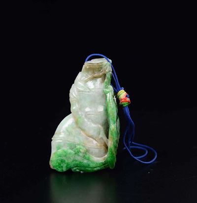 Ciondolo in Giadeite a Guida di Frutto, Cina, Inizio XX Secolo