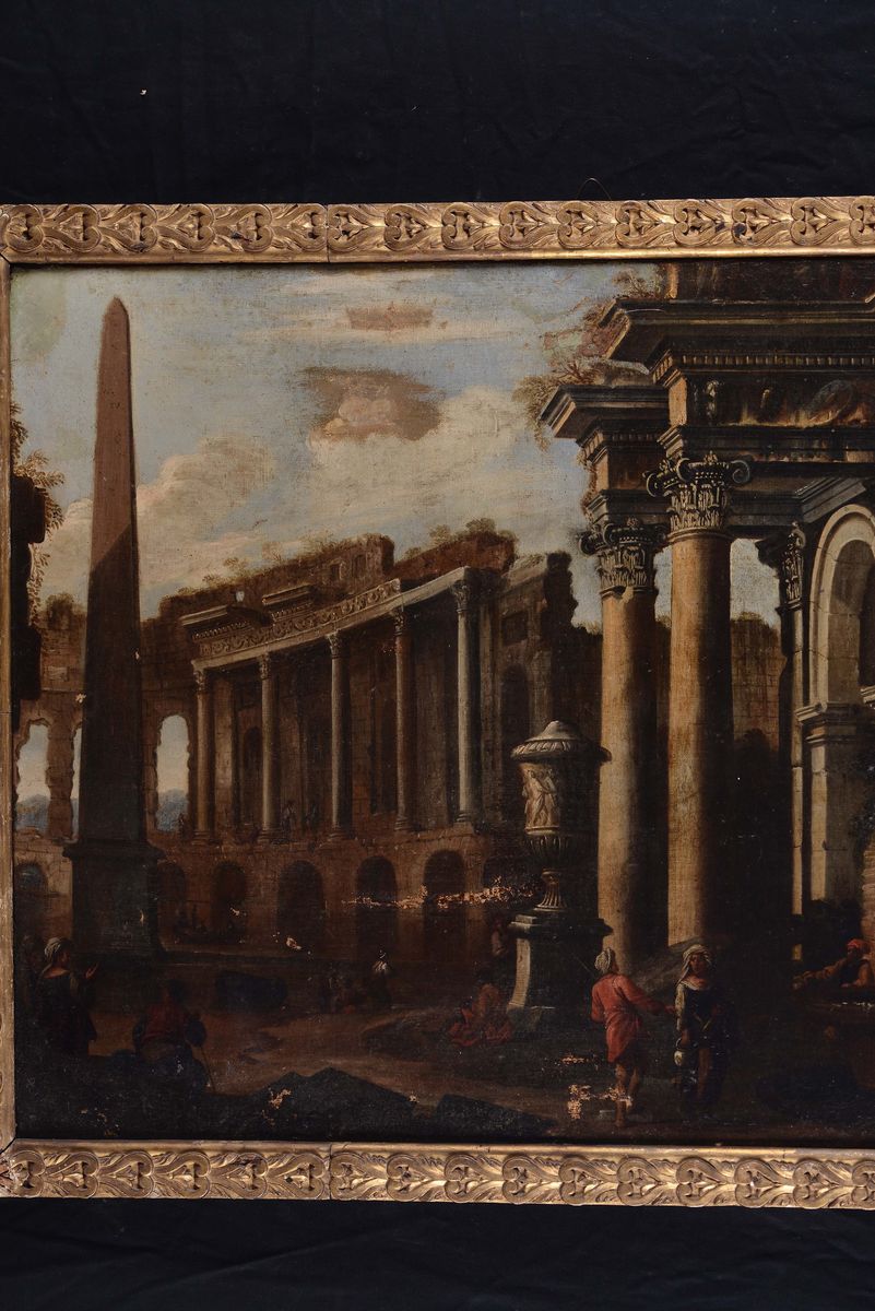 Scuola Romana del XVII/XVIII Secolovedute Architettoniche con Figure