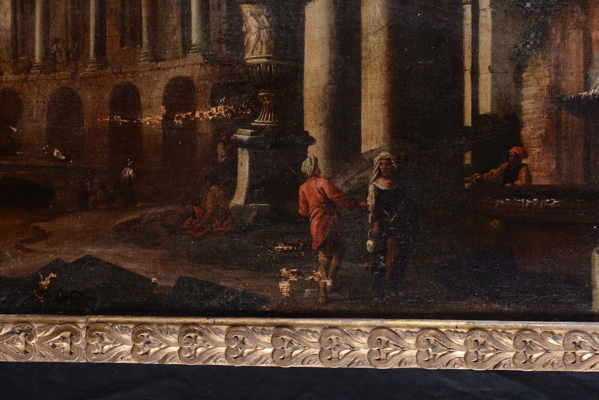 Scuola Romana del XVII/XVIII Secolovedute Architettoniche con Figure