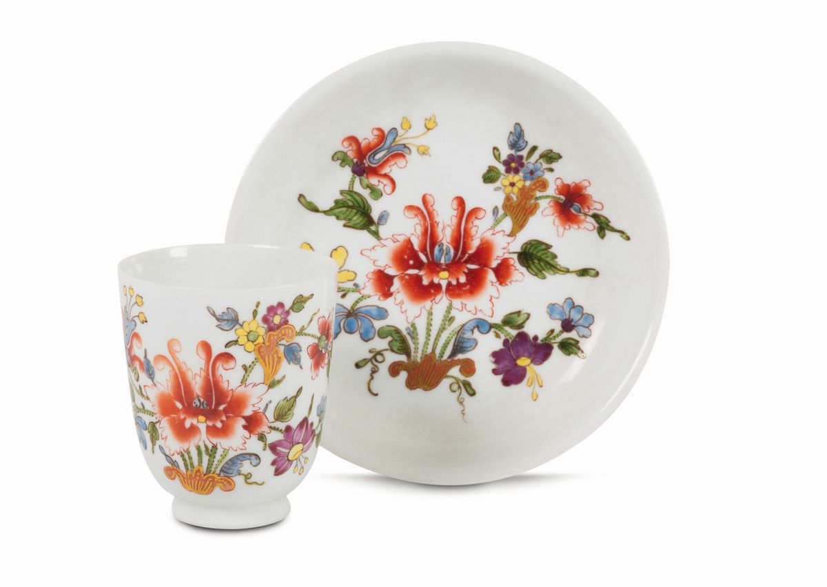 Tazza e Piattino Doccia. Manifattura Ginori, 1770 Circa