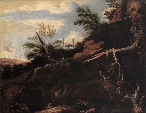Salvator Rosa (1615-1673) seguace di Paesaggio