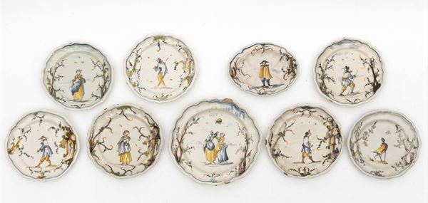 Nine maiolica dishes, Savona, second half of the 18th century
