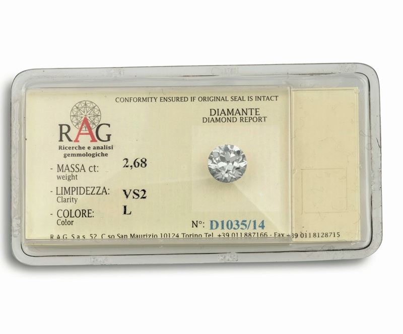 Old-cut diamond weighing 2.68 ct. Analysis report R.A.G.  - Auction Fine Jewels - Cambi Casa d'Aste