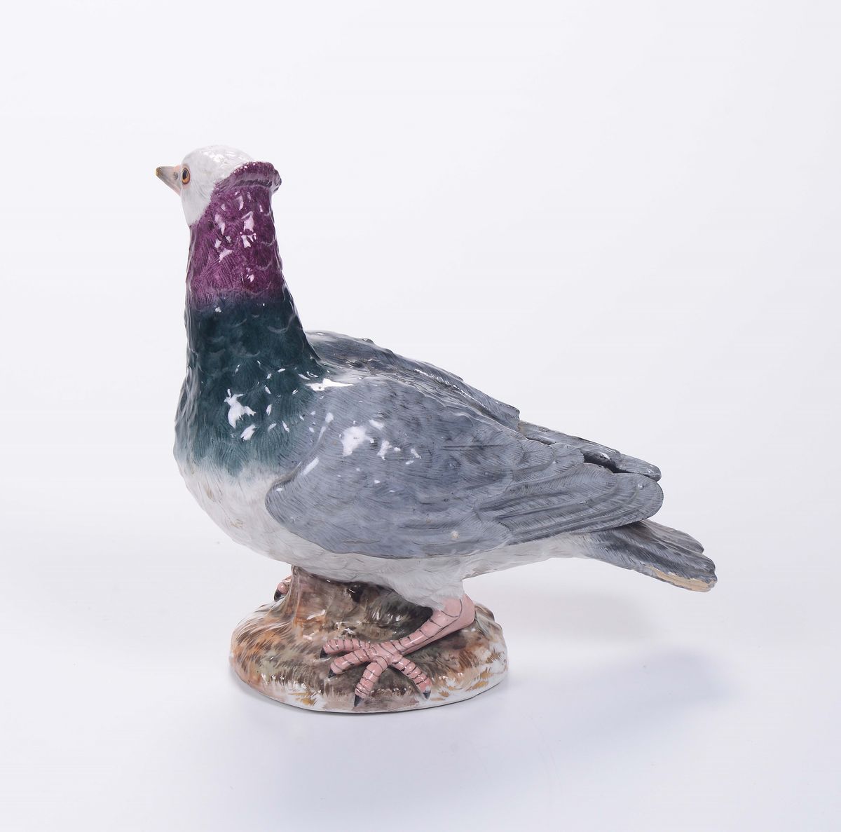 Piccione in Porcellana Policroma, Meissen, XIX Secolo