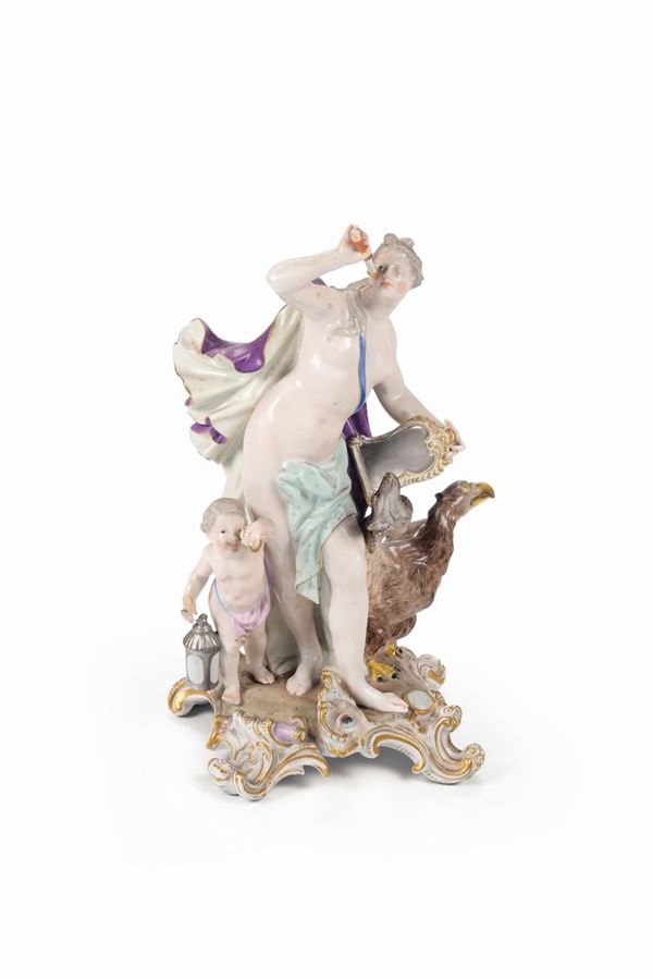 Gruppo in porcellana con aquila, fine XIX secolo