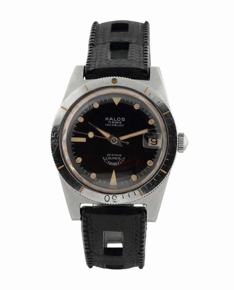 KALOS, SUPER SQUALE, Ref. 1157, water resistant, self-winding, stainless steel wristwatch with date. Made circa 1960  - Auction Watches and Pocket Watches - Cambi Casa d'Aste