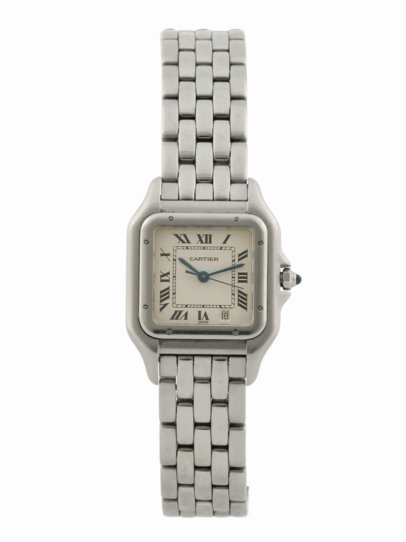 CARTIER, Santos, stainless steel, quartz, water resistant wristwatch with date and a steel original bracelet with deployant clasp. Made circa 1990  - Auction Watches and Pocket Watches - Cambi Casa d'Aste