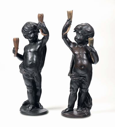 Coppia di Putti in Bronzo