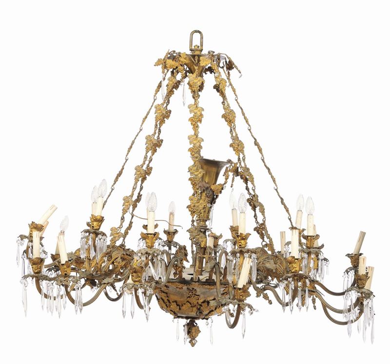 Lampadario in bronzo a 24 luci, XIX secolo  - Auction Important Furniture and Works of Art - Cambi Casa d'Aste