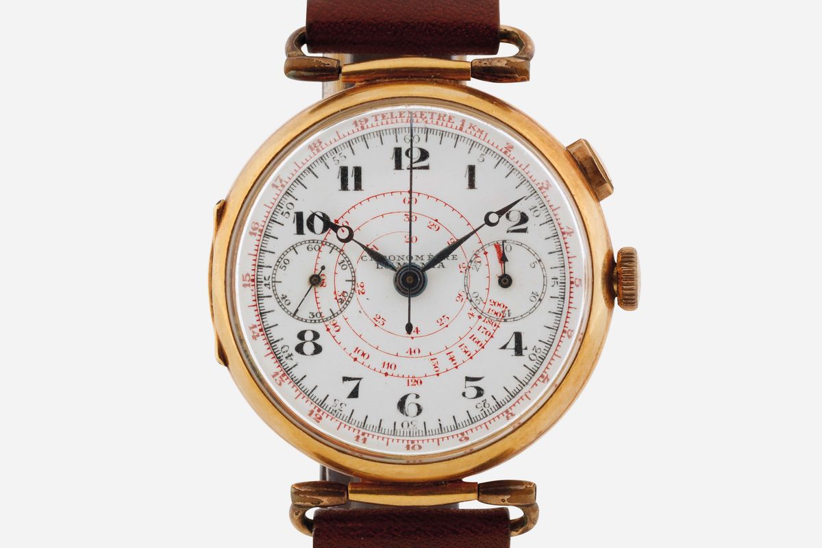 Lemania, Orologio da Polso, in Oro Giallo 18k, Cronografo Monopulsante, con Scala Tachimetrica e ...