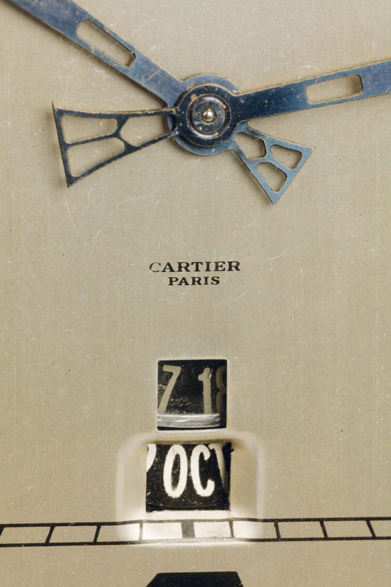 Cartier, Breveté s.g.D.g, Splendida Pendule De Bureau, Art Deco, 8 Giorni di Carica, Calendario, ...