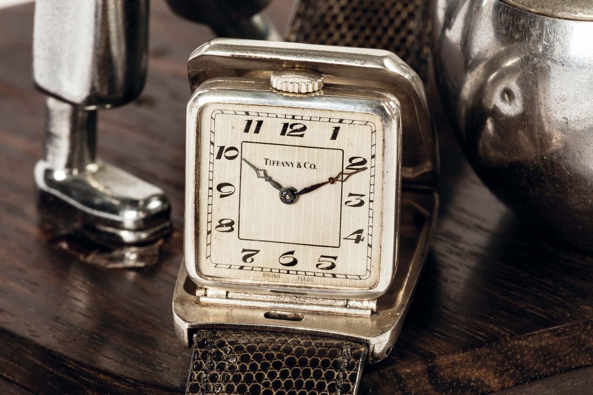Tiffany, Cassa No. 202539, Orologio da Polso, in Argento e Lavorazione a Niello , di Forma Rettan...