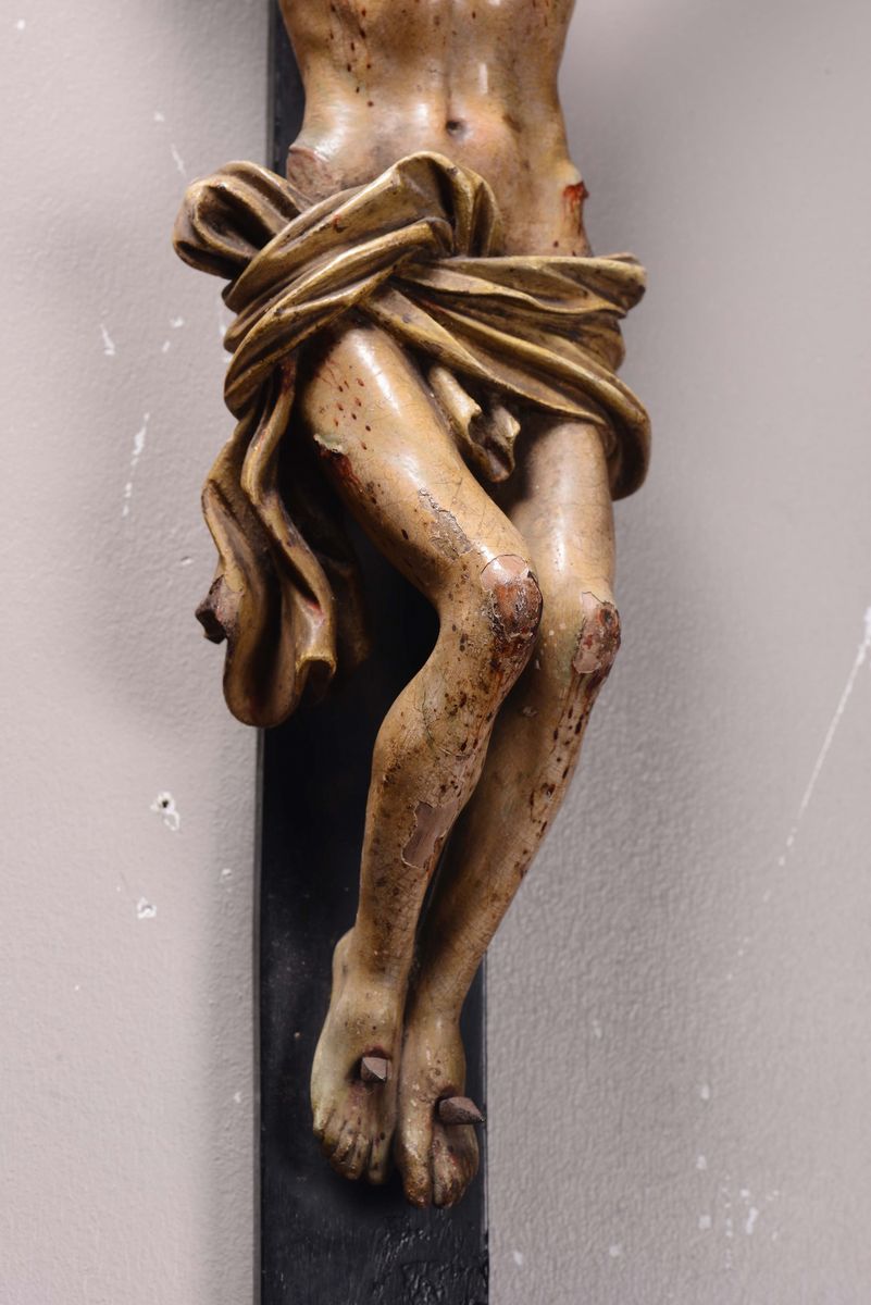 Crocifisso Ligneo Policromo, Napoli, Inizi del XVIII Secolo, Bottega di Giacomo Colombo (este 166...
