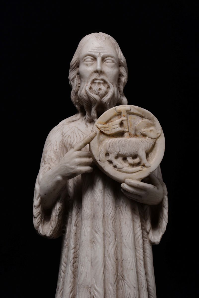 Scultura in Marmo Raffigurante S.giovanni Battista, Scultore Senese 1360-1365 Ca. Domenico D'agos...