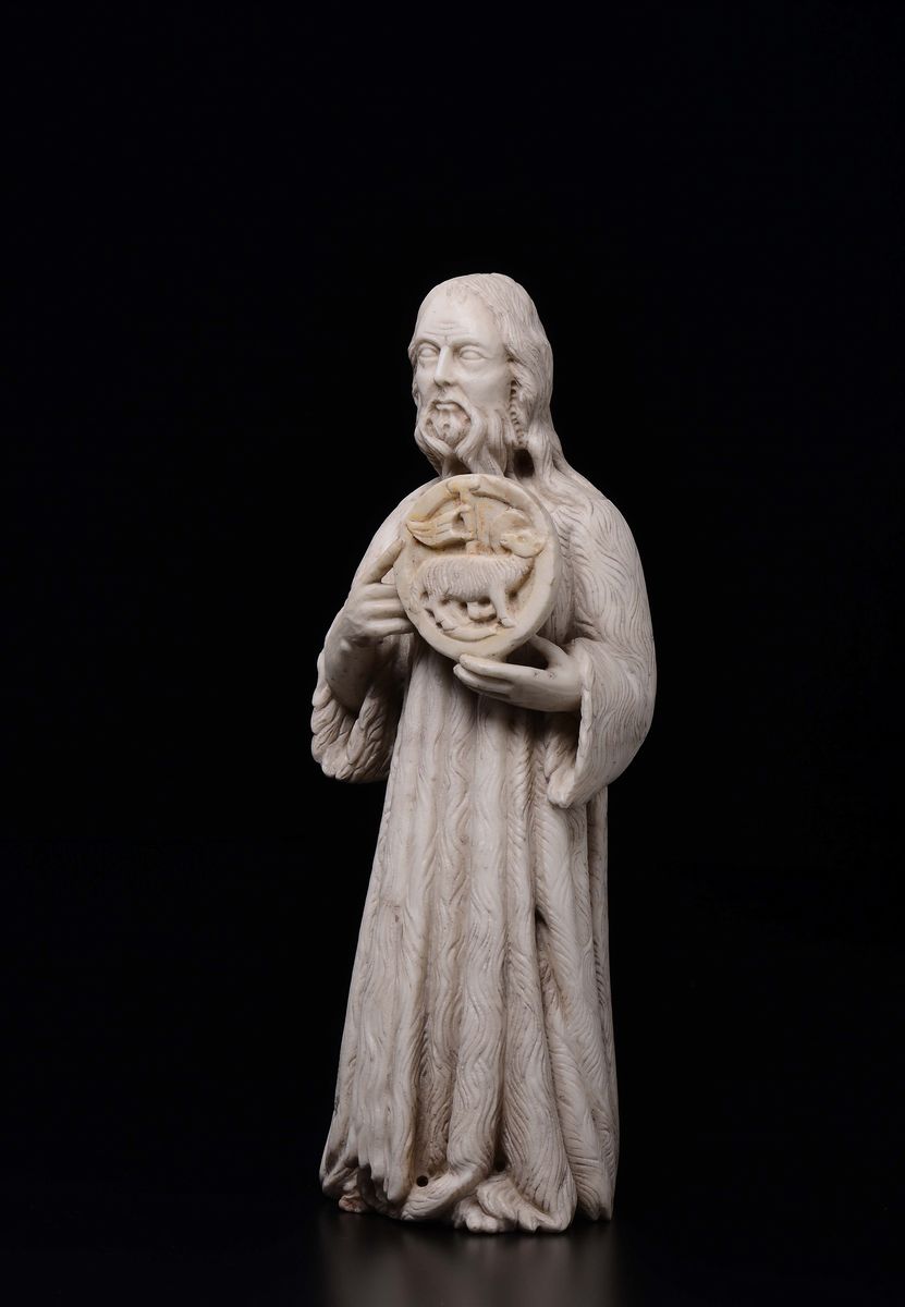 Scultura in Marmo Raffigurante S.giovanni Battista, Scultore Senese 1360-1365 Ca. Domenico D'agos...