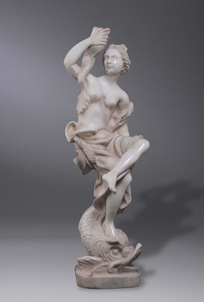 Scultura in Marmo Raffigurante Venere che Cavalca un Tritone, Scultore Barocco Veneto fra XVII e ...