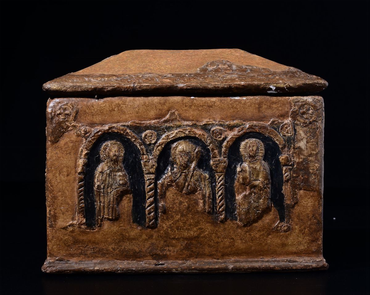 Cassa Reliquiario (capsella) Decorata a Rilievo in Pastiglia con Santi Entro Nicchie, Friuli XII-...