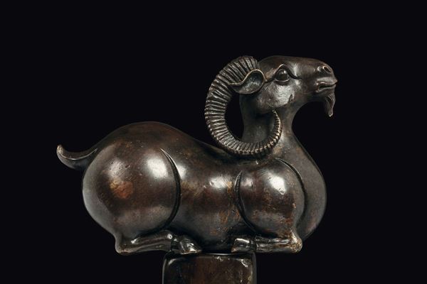 A bronze figure of ram, China, Ming Dynasty, 17th century
