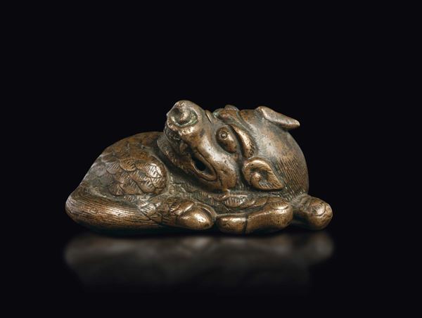 A small bronze figure of dragon, China, Ming Dynasty, 17th century