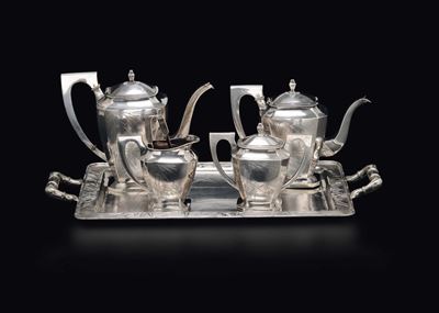 Vassoio in Argento con Servizio da Thè, Cina, Dinastia Qing, XIX Secolo