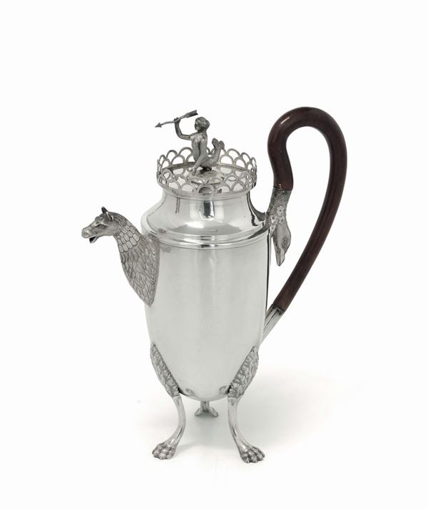 An Empire-style coffee pot, German manufacture, beginning of the 19th century. Silversmith CCC9 (unidentified)
