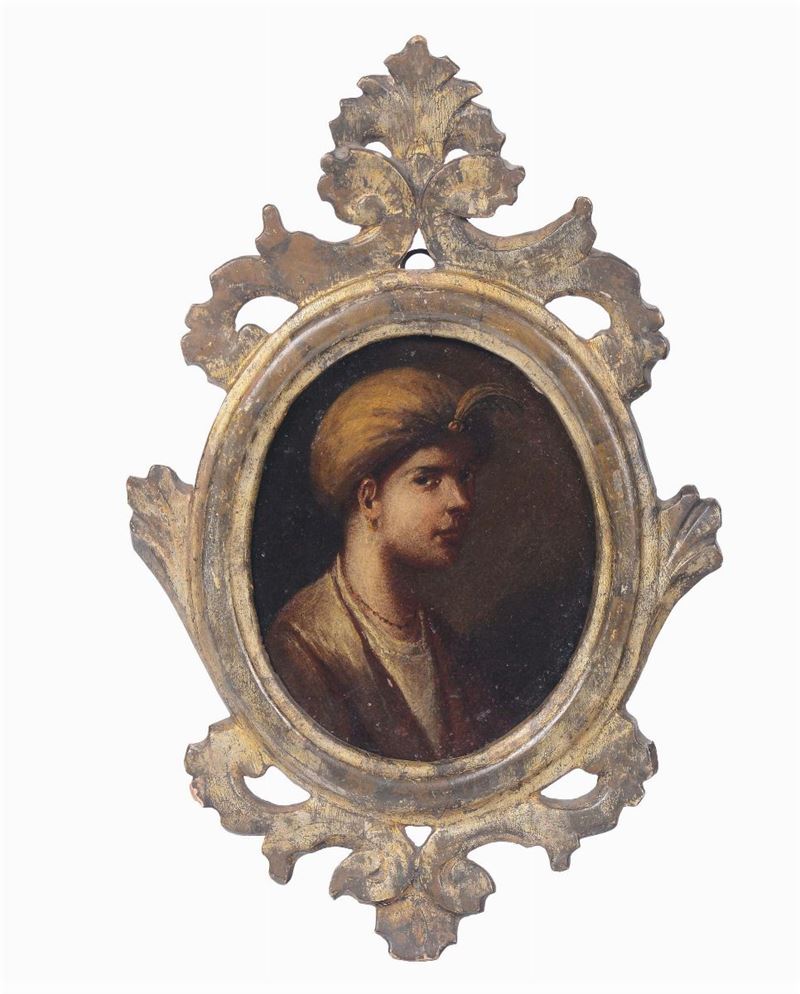 Scuola fiorentina del tardo XVII/inizi del XVIII secolo Ritratto di giovane paggio turco con il turbante  - Asta Antiquariato - II - Cambi Casa d'Aste