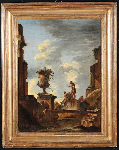 Giovanni Paolo Panini (piacenza 1692 - Roma 1765)rovine con Figure
