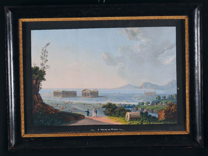 Giuseppe Gustavo Scoppa (1856-?) I templi di Pesto  - Asta Antiquariato - II - Cambi Casa d'Aste