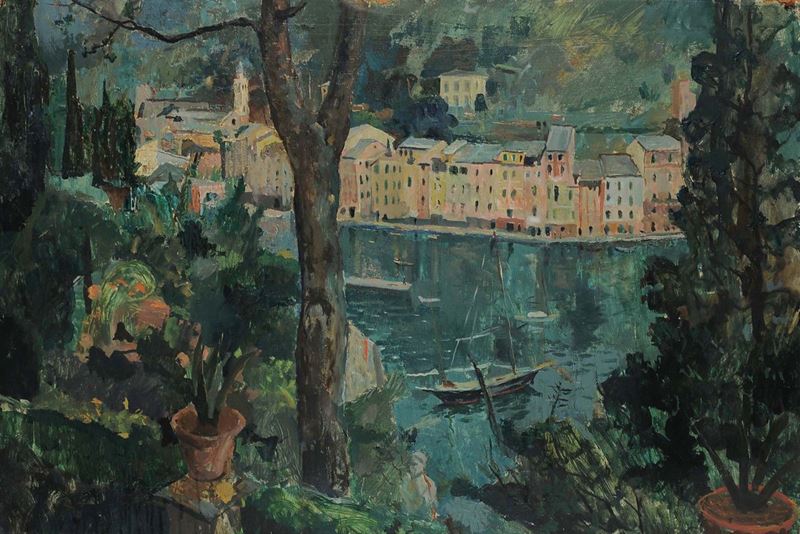 Giuseppe Amisani (1881-1941) Veduta di Portofino  - Asta Dipinti del XIX e XX secolo - Cambi Casa d'Aste