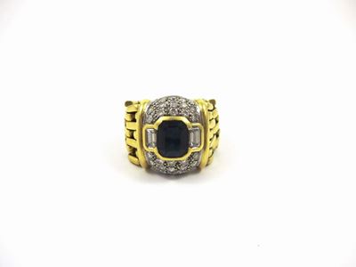 Anello con Zaffiro Australia e Diamanti