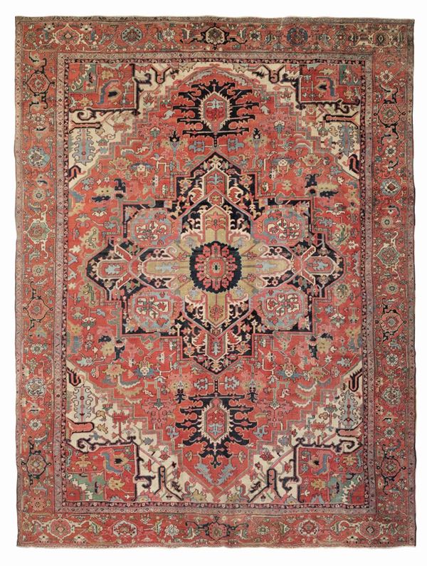 A Heritz rug, north west Persia, late 19th century. A tiny part of the inferior frame is missing.