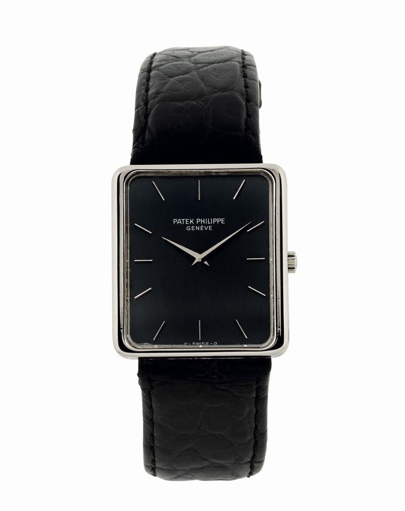 Patek Philippe, Genève, Ref. 3599/1. Produced in the 1980’s. Very fine, rectangular, 18K white gold wristwatch.  - Auction Watches and Pocket Watches - Cambi Casa d'Aste