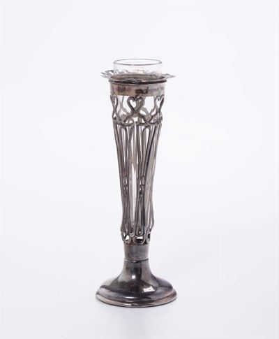 Vaso Portafiori in Vetro e Argento, Inghilterra Inizi XX Secolo