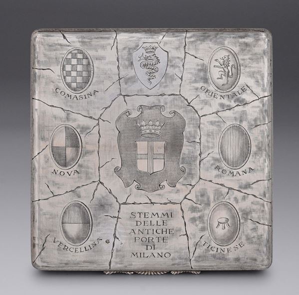 Scatola in argento di forma quadrata, Mario Buccellati, Milano metà XX secolo