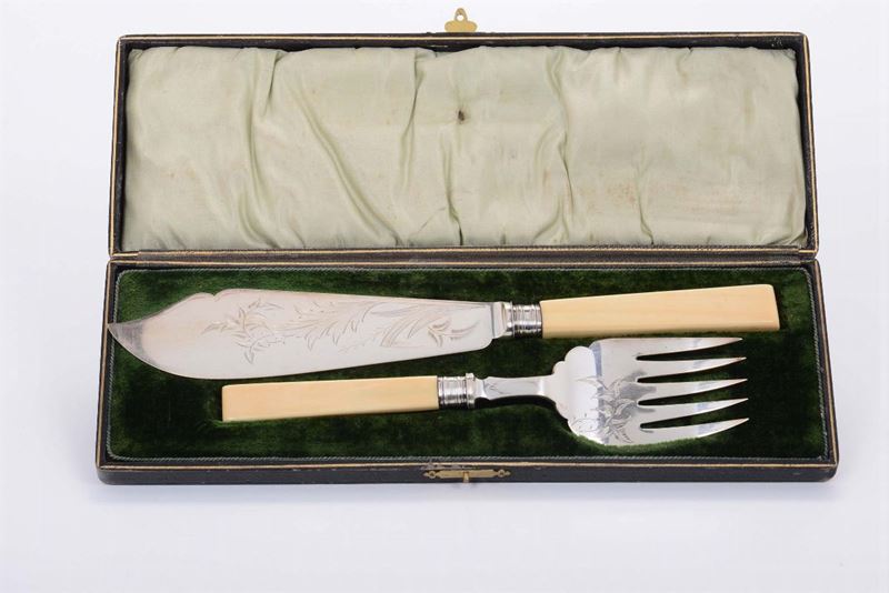 Coltello e forchetta da dolce in argento e avorio  - Auction Modern and Contemporary Silvers - Cambi Casa d'Aste
