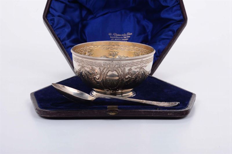 Scatola contenente coppa con cucchiaio, 1878  - Auction Modern and Contemporary Silvers - Cambi Casa d'Aste