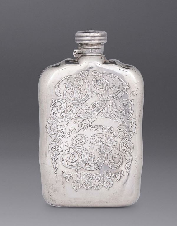 A sterling silver travelling flask, Tiffany, USA, 18th-19th century
