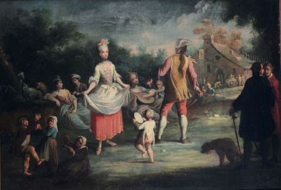 Pietro Domenico Olivero (1672-1754/55)paesaggio con Figure
