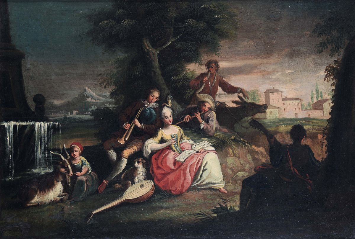 Pietro Domenico Olivero (1672-1754/55)paesaggio con Figure